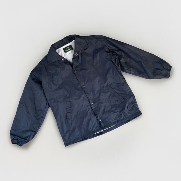 Vintage 90s Kocal Nylon Windbreaker MEDIUM Oversized Bomber Jacket Navy Blue EUC - Picture 1 of 8